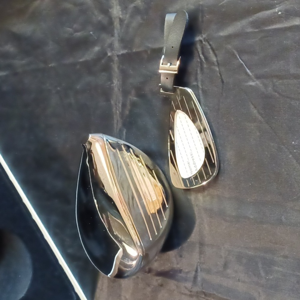 Silverplated golf luggage tag and golf club trinket box by things Rememb…